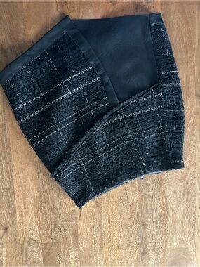 Zara Black Tweed & Faux Leather Mini Skirt
